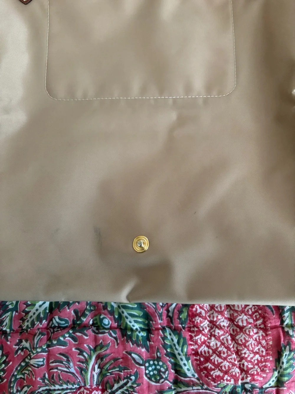 Longchamp Beige Tote with Black Eiffel Tower and Brown Trim - Picture 13 of 13